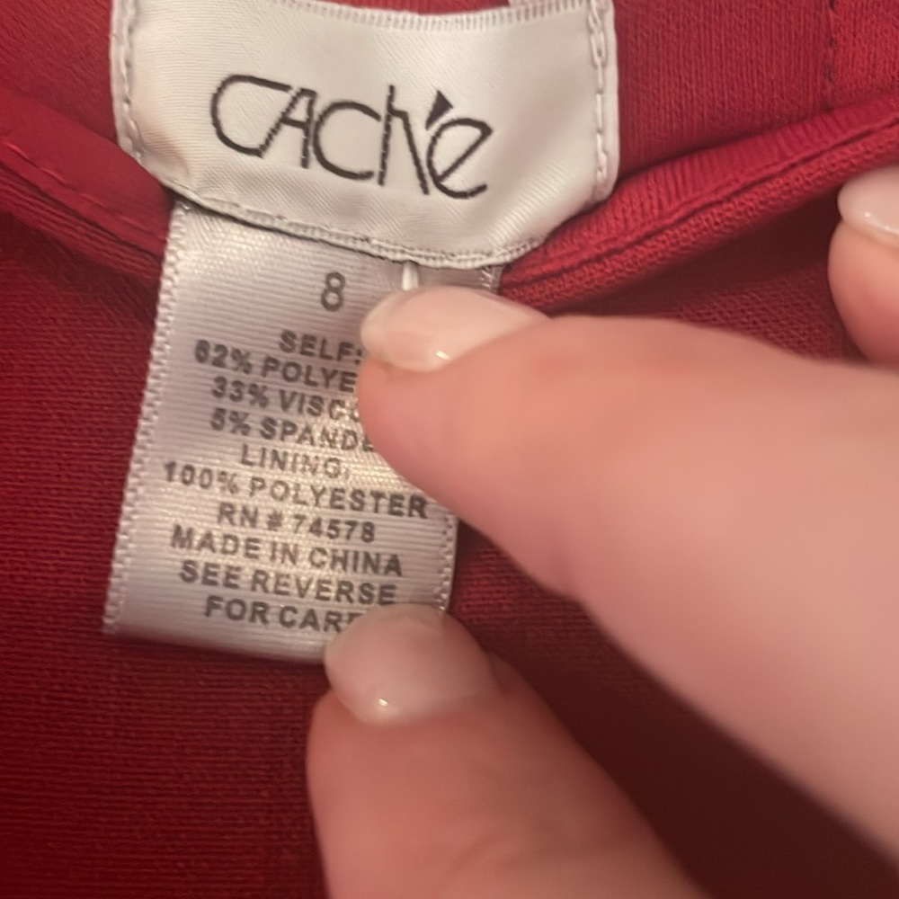 Cache Red And Black Sheath Color Block Dress Size… - image 2